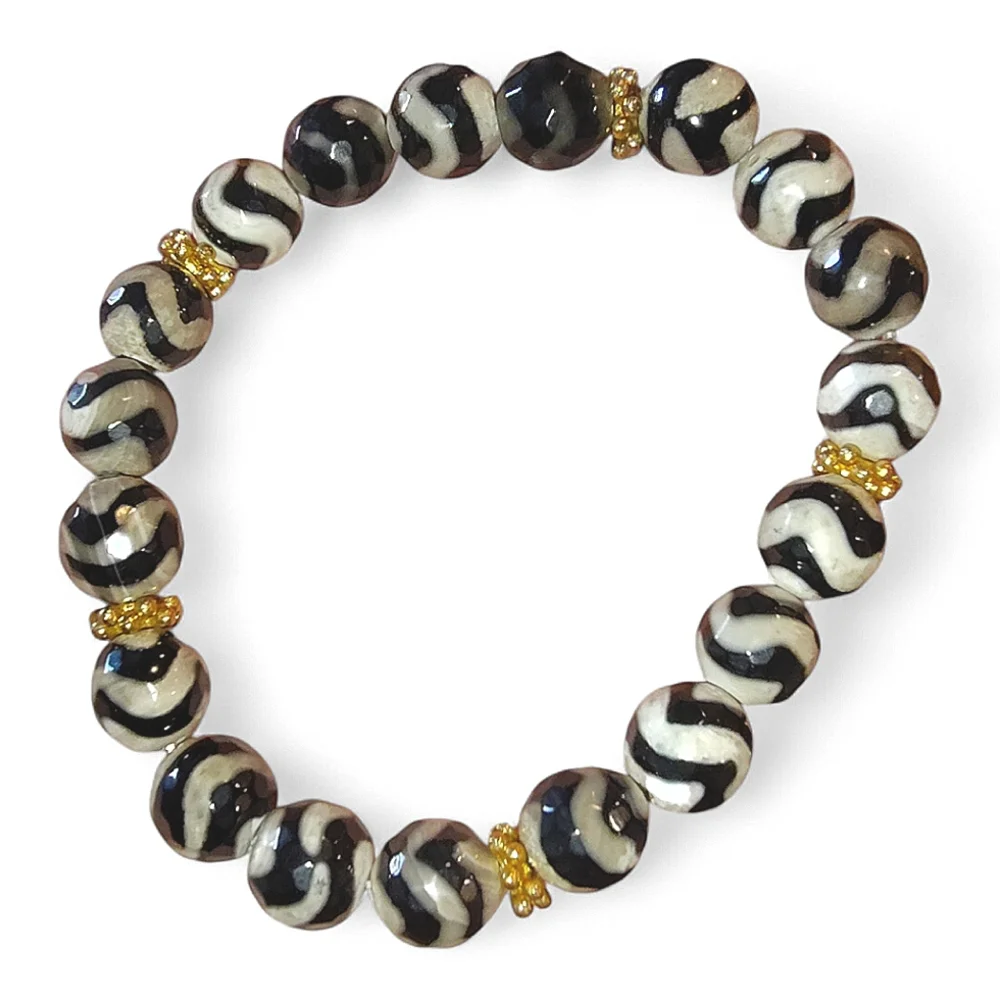 Tibetan Black & White Zebra Agate Stones - Set Of 4 Bracelets - Picture 6 of 12